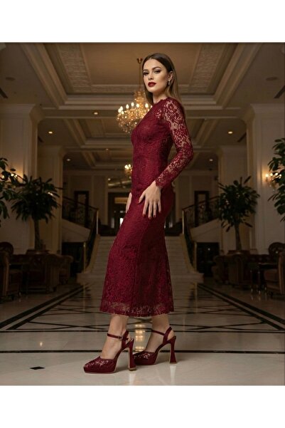 E&L Company 12cm Bordo Vişne çürüğü Boncuklu, incili, işlemeli kadeh topuk. H...