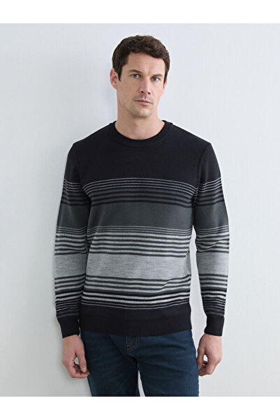 LC Waikiki Rmz Gi̇yi̇m Farkiyla Zero Roba Collar Striped Men's Knitwear Sweater