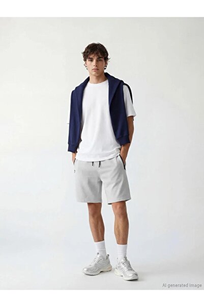 LC Waikiki Gray Standard Fit Men's Pique Shorts (S6)