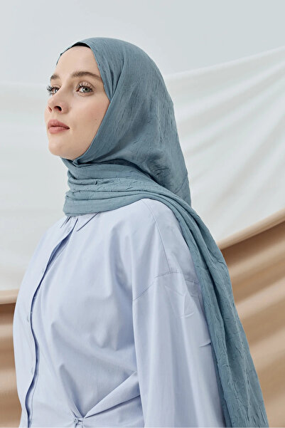 MODA KAŞMİR01 Likya Kaymayan Bambu Şal renk mavi gri– 4 Mevsim Nefes Alan Yum...