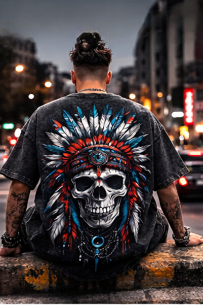 FREAK T-SHIRT Μαύρο Oversize Unisex T-Shirt με στάμπα, Vintage, που πλένεται