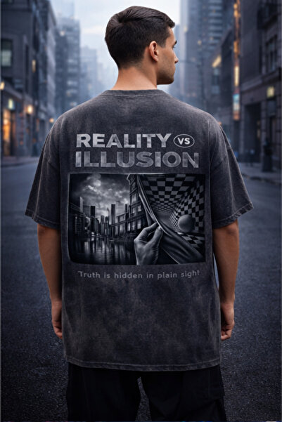 FREAK T-SHIRT Μαύρο Oversize Unisex T-Shirt με στάμπα, Vintage, που πλένεται