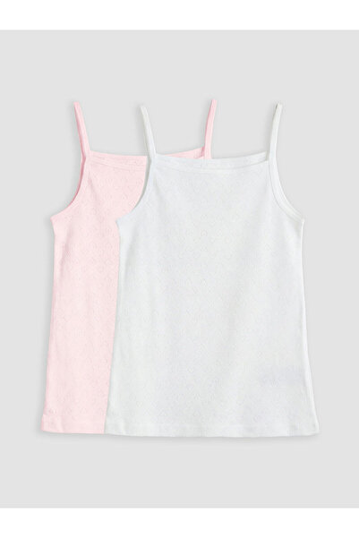 LC Waikiki Ozmarka New Season Square Collar Girls' Rope Strap Undershirt 2-Pi...