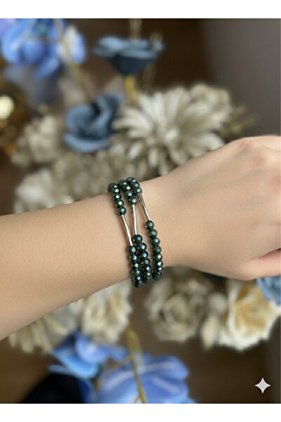 Store 99 luk bileklik tesbih zümrüt renki kristal cam boncuk tespih