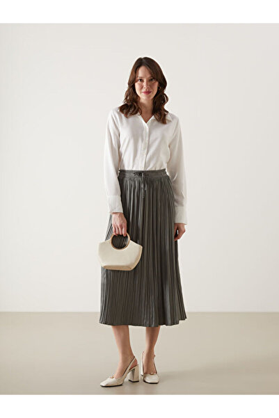LC Waikiki Satin Women's Pleated Skirt with Elastic Waist