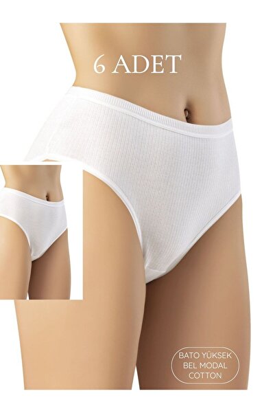 SEBURAM COLLECTION Cotton Cotton Breathable Ribbed Bato High Waist Panties 6 ...