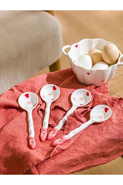 LC Waikiki Heart Patterned Ceramic Spoon Set of 4 (S6)