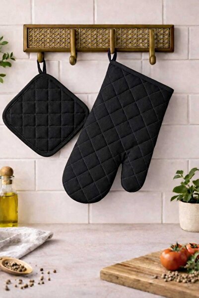 EvimSoft Yanmaz ve Isıya Dayanıklı Fırın Eldiveni ve Tutacak (1 Adet Eldiven ...