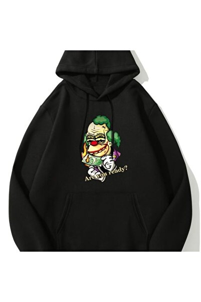 COZYWEAR سويت شيرت أسود كبير الحجم للجنسين مع قلنسوة، مطبوع بجودة عالية، مريح...