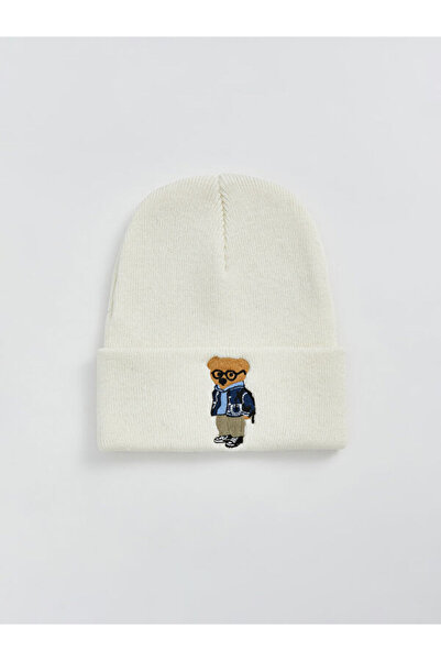 LC Waikiki Rmz Gi̇yi̇m Farkiyla Bear Teddy Embroidered Women's Beanie