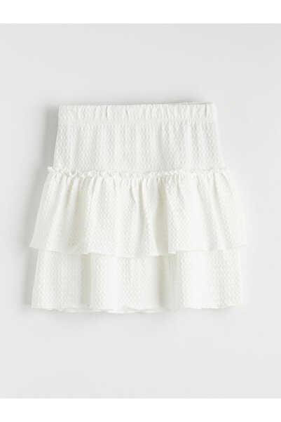 LC Waikiki Ermus Global Кремава пола с еластична талия и две нива за момичета