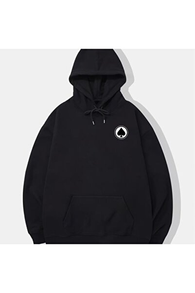 COZYWEAR سويت شيرت أسود كبير الحجم للجنسين مع قلنسوة، مطبوع بجودة عالية، مريح...