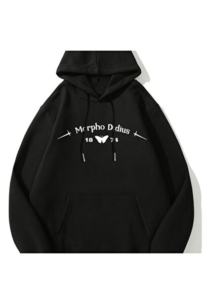 COZYWEAR سويت شيرت أسود كبير الحجم للجنسين مع قلنسوة، مطبوع بجودة عالية، مريح...