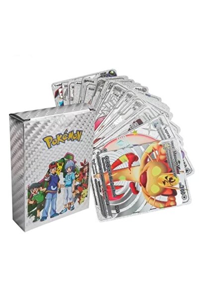 Retoys Pokemon Vmax Silver Card Gümüş Esnek Koleksiyon Oyun Kartı İngilizce(5...