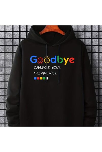 COZYWEAR سويت شيرت أسود كبير الحجم للجنسين مع قلنسوة، مطبوع بجودة عالية، مريح...
