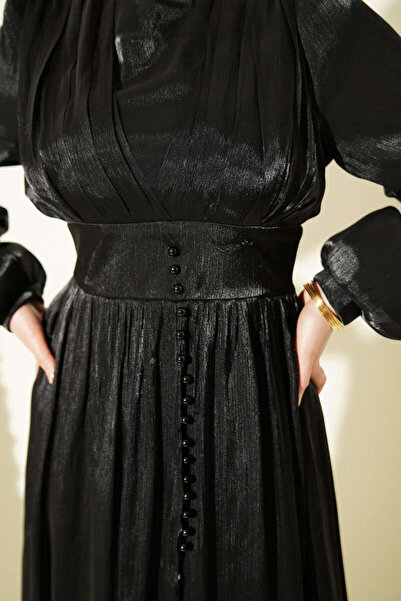 Burcia Pearl Detailed Draped Evening Dress