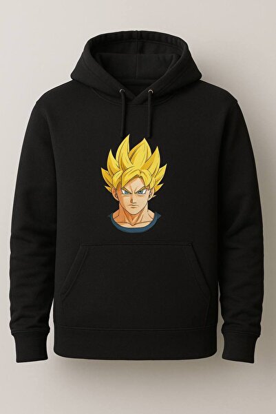 COZYWEAR سويت شيرت أسود كبير الحجم للجنسين مع قلنسوة، مطبوع بجودة عالية، مريح...