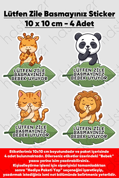 hdsticker Lütfen Zile Basmayınız - Bebek Uyuyor Kişiye Özel Yazı Yazılabilir ...