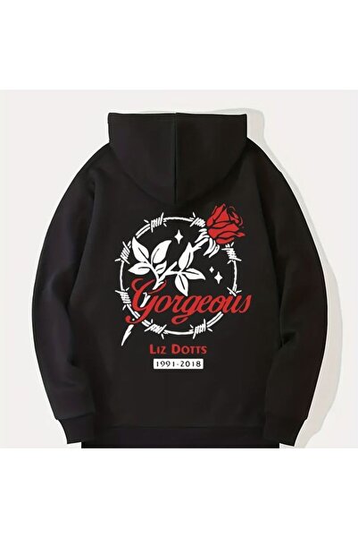 COZYWEAR سويت شيرت أسود كبير الحجم للجنسين مع قلنسوة، مطبوع بجودة عالية، مريح...