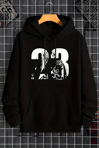 COZYWEAR سويت شيرت أسود كبير الحجم للجنسين مع قلنسوة، مطبوع بجودة عالية، مريح...