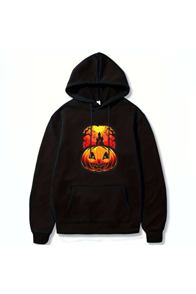 COZYWEAR سويت شيرت أسود كبير الحجم للجنسين مع قلنسوة، مطبوع بجودة عالية، مريح...