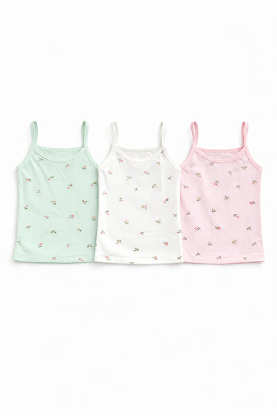 mini kanka Girls' Strappy Tank Top 3-Piece Set (Ages 3–12) – Floral Pattern, ...