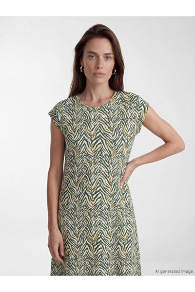 LC Waikiki Rmz Gi̇yi̇m Farkiyla Zero Roba Collar Embroidered A-Line Dress