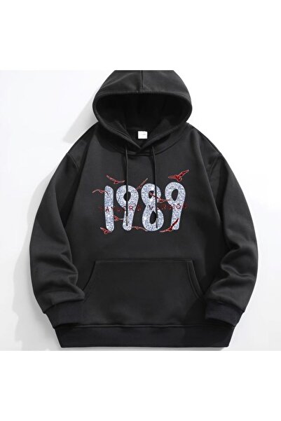 COZYWEAR سويت شيرت أسود كبير الحجم للجنسين مع قلنسوة، مطبوع بجودة عالية، مريح...