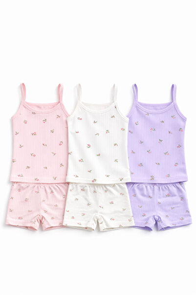 mini kanka Комплект от 6 боксерки за момичета 100% памучна потник и шорти Мек...