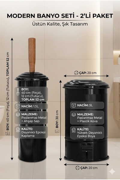 RİVO HOME DECOR Galvaniz 2-Piece Bathroom Set