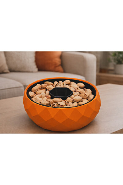 MÜTEFERRİKA 3D Modern Tasarım Turuncu Çekirdek & Çerezlik Kase – Turuncu Dış ...