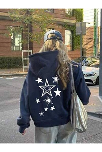 COZYWEAR سويت شيرت أسود كبير الحجم للجنسين مع قلنسوة، مطبوع بجودة عالية، مريح...