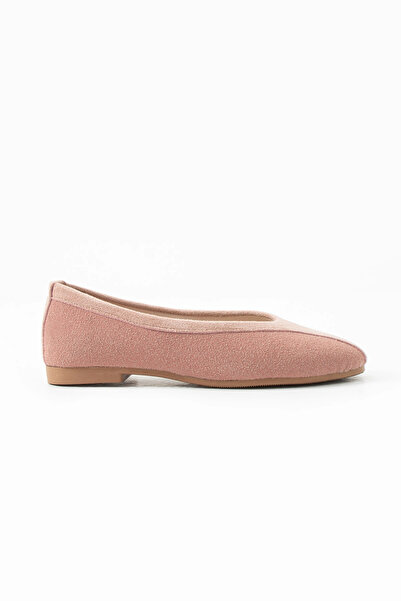Sivarro Roselle Suede Minimal Women's Daily Ballet Flats - Powder