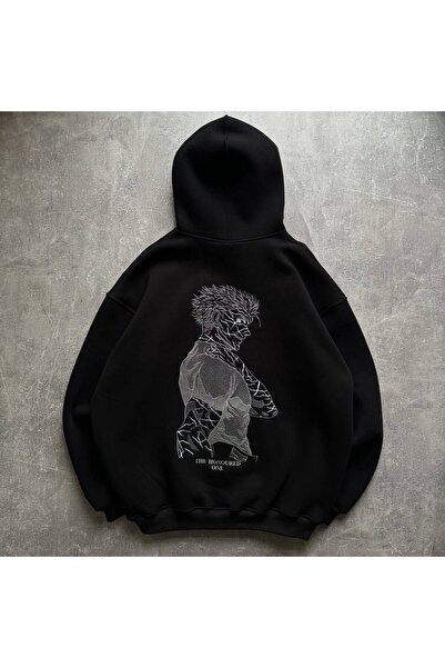 COZYWEAR سويت شيرت أسود كبير الحجم للجنسين مع قلنسوة، مطبوع بجودة عالية، مريح...