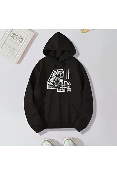 COZYWEAR سويت شيرت أسود كبير الحجم للجنسين مع قلنسوة، مطبوع بجودة عالية، مريح...