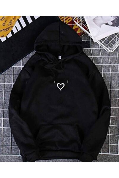COZYWEAR سويت شيرت أسود كبير الحجم للجنسين مع قلنسوة، مطبوع بجودة عالية، مريح...