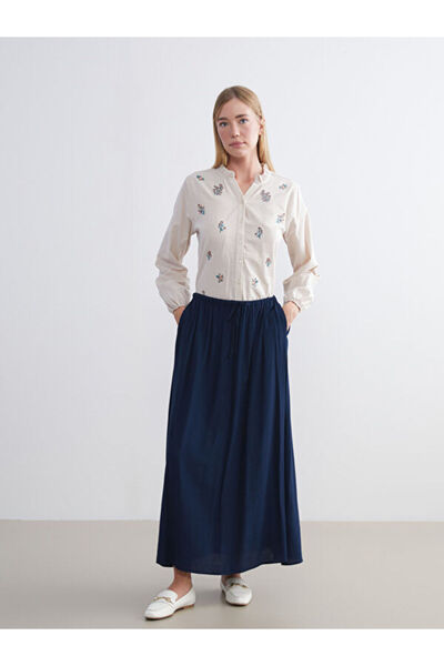 LC Waikiki Textured Flared Skirt with Elastic Waist