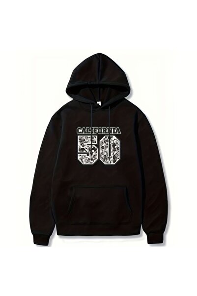 COZYWEAR سويت شيرت أسود كبير الحجم للجنسين مع قلنسوة، مطبوع بجودة عالية، مريح...