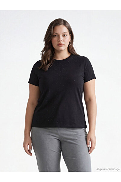 LC Waikiki Rmz Gi̇yi̇m Farkiyla Zero Roba Collar Stone Women's T-Shirt