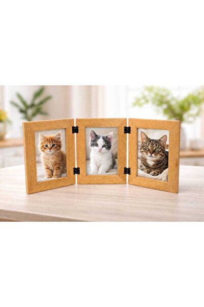 Ya&De Dekorasyon Ahşap Fotoğraf Çerçevesi Masaüstü 3'lü Anı Çerçevesi 10X15 E...