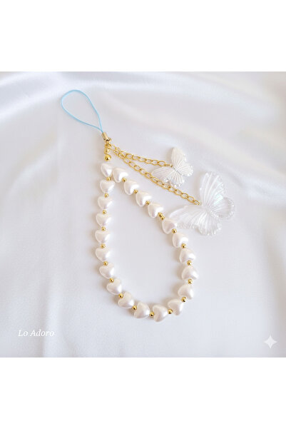 LO ADORO Gothic Harıbo Ayıcık Fiyonk İncili Kalp telefon ipi telefon süsü cha...