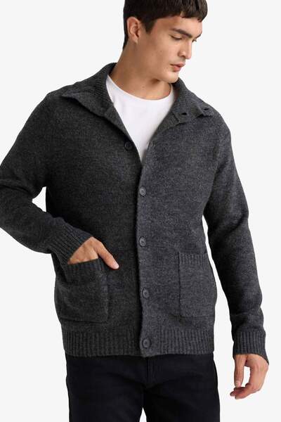 DeFacto Standard Fit Turtleneck Knitwear Cardigan F5110Ax25Cw
