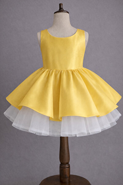 MUSGEM Rochie de seara pentru fete, cu design special, de culoare galbena, fa...