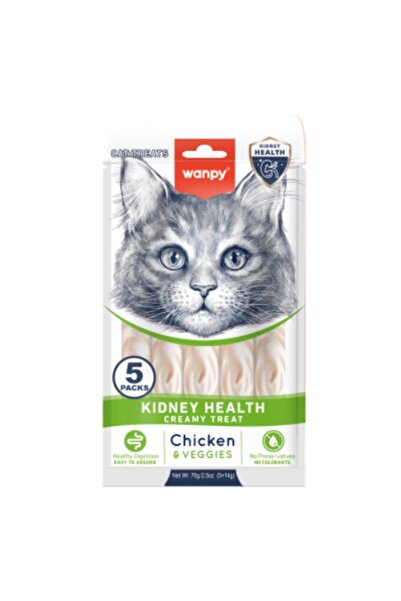 Wanby Creamy cat treats in chicken and vegetable flavors for support. 5 envel...