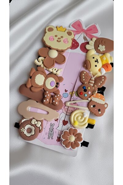 LO ADORO Set kopči za kosu sa smeđim medvjedićima za devojčice i bebe, 14 kom...