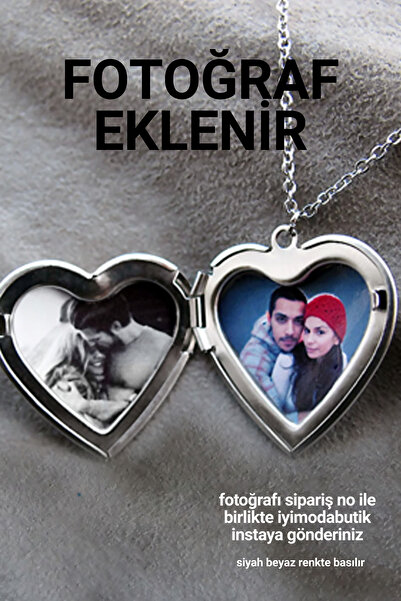 İYİ MODA Kalpli Kapaklı Resimli Kolye - Hiç Çıkarma Kolyesi - Anı Kolyesi - F...