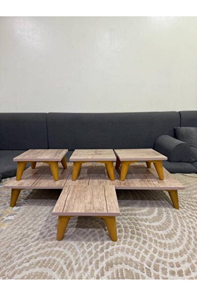 lmstabda Ground Table Set with 4 Service Brown