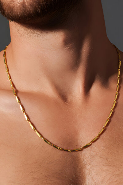 NBS Beautiful Naturel Stones Men's Steel Necklace Gold Color Premium 60 cm