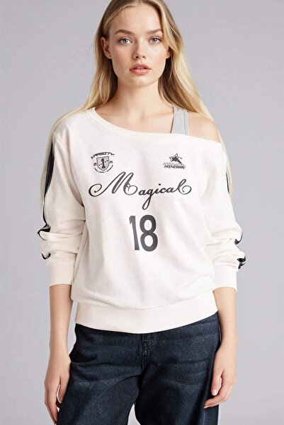 DeFacto Kayık Yaka Baskılı Sweatshirt G9614AX26SP