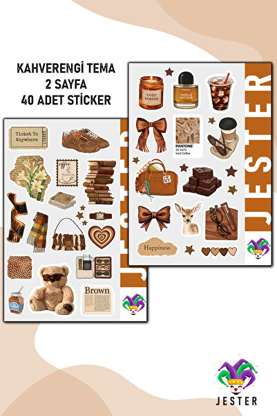 Jester Kahverengi Tema Sticker, Çıkartma, Günlük, Ajanda, Planlayıcı, Bullet,...